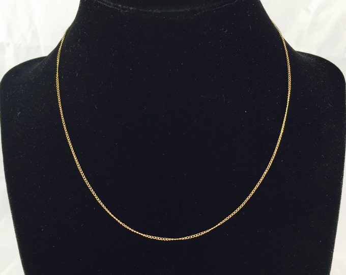 Storewide 25% Off SALE Vintage 14k Gold Petite Curb BG Designer Chain Necklace Featuring Elegant Timeless Design