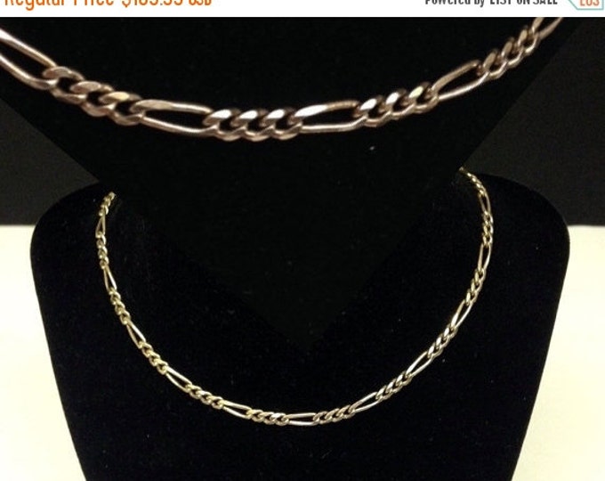 Storewide 25% Off SALE Vintage Italian Sterling Silver Alternating Designer Chain Link Necklace Featuring Heavy Constructed Design Style