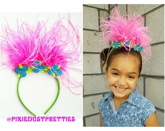 Poppy Troll headband, poppy bow, poppy headband, trolls headband, poppy troll, trolls