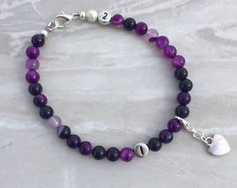 Purple weight loss tracker bracelet, slimming aid, weight loss, lifestyle aid, weight watchers, gift for her, purple agate bracelet, diet ai