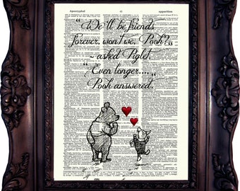 Best friend Gift Winnie the Pooh Art Winnie the Pooh Quote Winnie the Pooh Print How lucky I am to have Best Friend Goodbye Gift C:707