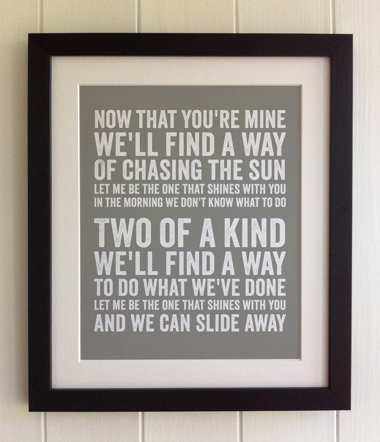 FRAMED Lyrics Print Oasis Slide Away 20 Colours options
