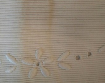 Vintage 1920s Baby Carriage Bed Pillowcase Pique Fabric Flower Embroidery