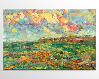 Autumn Mountain Painting, Large Abstract Art, Landscape Painting, Canvas Art, Heavy Texture Oil Painting, Large Wall Art, Abstract Painting