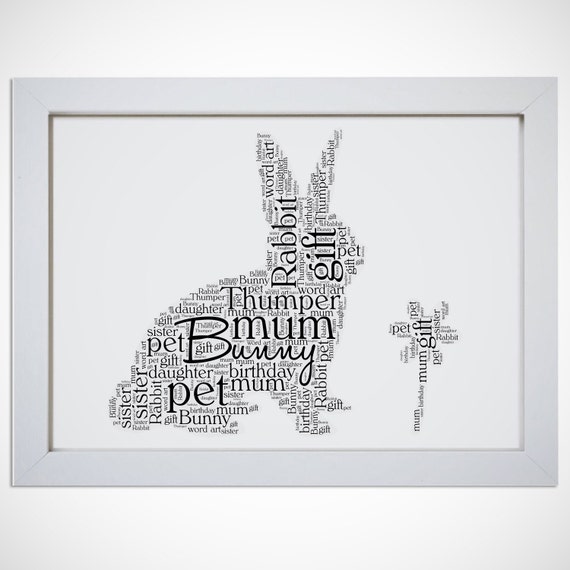 Personalised Bunny Rabbit Animal Pet Word Wall Art Picture