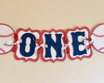 Baseball highchair banner, first birthday banner, sports party!