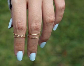Criss cross ring, x ring, knuckle ring, criss cross knuckle ring, midi ring set, cross ring, boho rings, criss cross gold ring, midi set