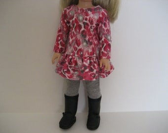 14.5 Inch Doll Clothes--Pink Animal Print Dress Outfit made to fit dolls such as the Wellie Wishers doll clothes