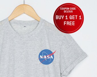 Nasa Shirt Pocket Nasa T-Shirt Women Tee Tshirt T Shirts Size S M L XL - 3XL Heather Grey White