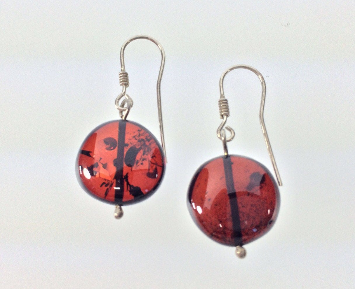 Cherry Amber Earrings // 925 Silver // Sourced From Lithuania