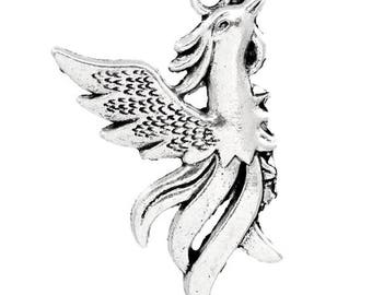 8 Phoenix Bird Flames Tibetan Silver Charms (827)