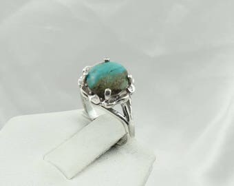 Vintage Sterling Silver Turquoise Ring. Southwest Native American Collectable Size 5 1/2 #RDTQS-SR3