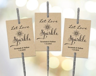Sparkler Tags Tempate, Printable Wedding Sparkler Tags, Let Love Sparkle Sign