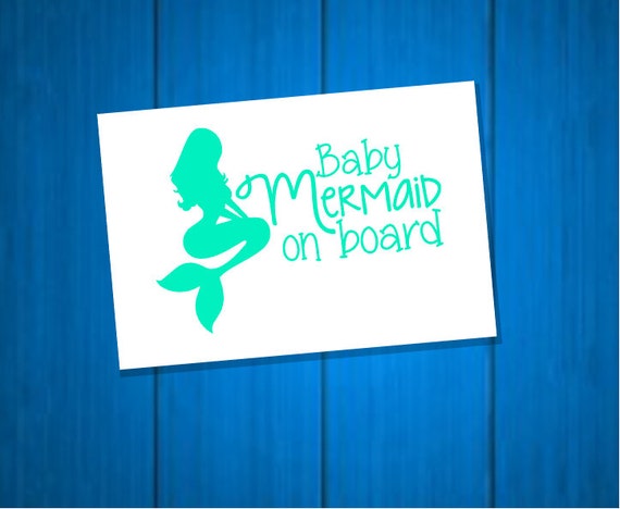Download Baby Mermaid On Board Vinyl Decal Car Decal Sticker