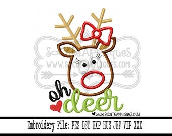 Christmas Embroidery design 5x7 6x10 Oh deer Rudolph Christmas saying, embroidery saying, socuteappliques, reindeer applique, Naughty list