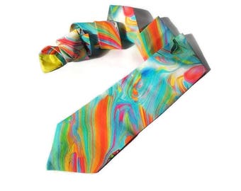 wedding watercolor necktie bright tie skinny men's tie standard tie for men rainbow ties for groomsmen bow tie for groom pocket square dfhye