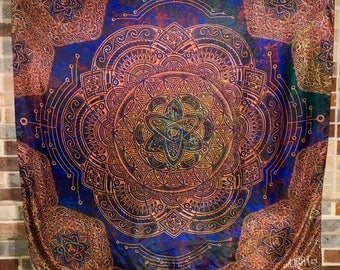 Sacred Geometry Tapestry, Atomic Circuit Design By Travis Garner For Enlighten Clothing Co.