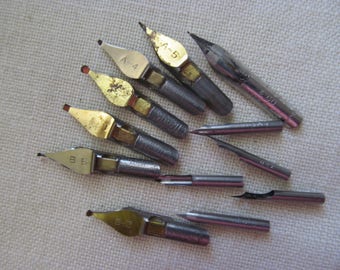 Lot of 12 Various Vintage Fountain Pen Nibs