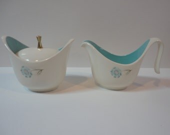 Vintage Taylor Smith Taylor TST Ever Yours Boutonniere Creamer & Sugar Bowl with Lid