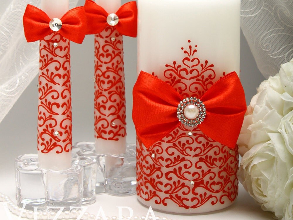Personalized unity candle RED Unity Ceremony Set Unity candle