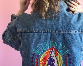 Vintage Embroidered Back Patch Denim Jacket Nashville