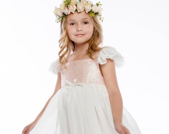 Blush Pink Flower Crown -- Blush Pink Roses Flower Crown -- Flower Girl Flower Crown -- Bridesmaids Flower Crown
