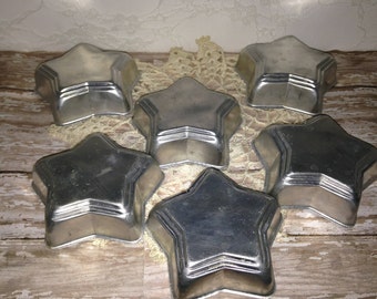 Vintage Jell-O Molds,Star Jell-O Molds, Aluminum Jell-O Molds, Set of Six Aluminum Jell-O Molds, Set of Six Star Aluminum Molds