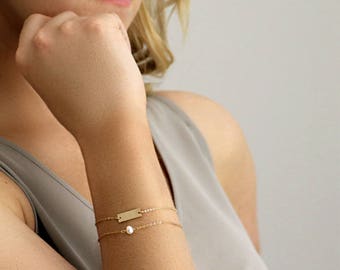 Dainty Pearl Bracelet - Tiny Pearl Bracelet - Delicate Layering Bracelet - 14K Gold Fill - Rose Gold Fill - Sterling Silver