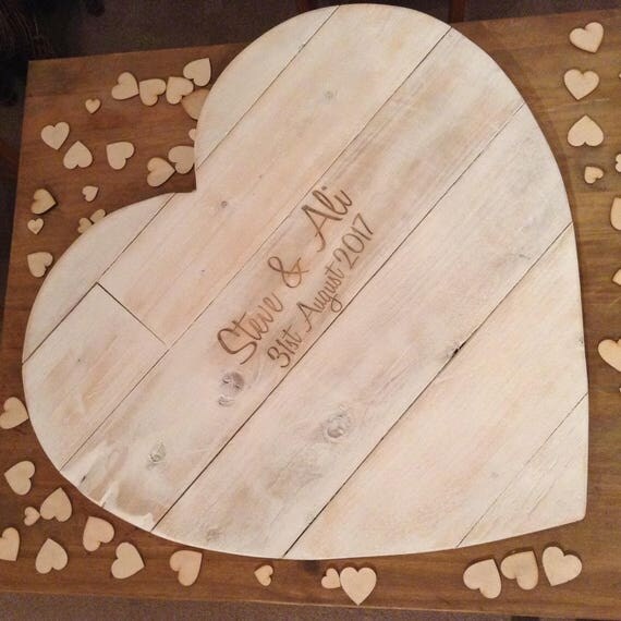 Real Rustic Wedding Wooden Heart Guest Book
