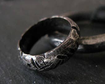 Man Wedding Band Mens Wedding Band Viking Jewelry Viking Wedding Band Fine Silver Ring Domed 7mm Mens Ring Boyfriend Gift Hammered Silver Ba