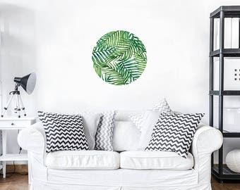 Pattern Printed Wall Fabric / Tropical Plants Wall Sticker / Home Decor