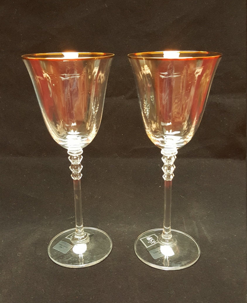 Mikasa Sonata Gold Rim Wine Glasses Original by AmazingFunVintage