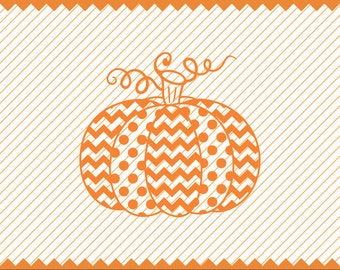 Chevron and Polka Dot Pumpkin -svg -ai -dxf -cdr -eps -jpeg -png -pdf -wmf -docx -Iron on Transfer -Cricut -Vinyl Cutting -Laser Engraving