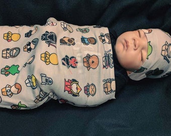 Star Wars Swaddle Blanket or Swaddle Sack with Matching Headband or Beanie, Newborn Baby Boys Girls Coming Home Outfit Set Gift Baby Shower