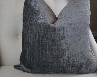 Gray Velvet Pillow Cover, Decorative Pillow Cover 18x18, 20x20, 22x22, 24x24, Housewares Decor, Pillow Decor, Gray Cushion Cover 0050