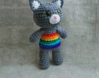 Rainbow Baby Crochet Rattle Cat New Baby Gift Baby Shower Gift Baby Rattle Crochet toy Rainbow Cat Rainbow Kitten Rainbow Animals Eco Toys
