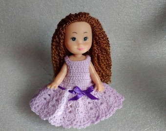 Purple Dress for Doll Crochet Dresses for Dolls Dollhouse Doll Clothes Doll Clothing Miniature Clothes Dollhouse Custom Dress for Doll