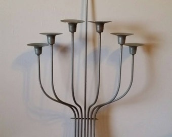 Vintage Wall Candelabra/ Six Candle Candelabra/ Wall Mounted Candelabra/ Vintage Candlestick Holder/ Vintage Candle Holder/ Metal Candelabra
