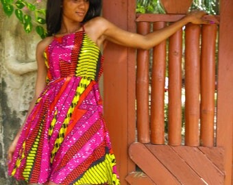Fast Like Lightening Dress // Summer Dress // African Print Dress // Festival dress // Cute dress // Pink // Patterned dress // African