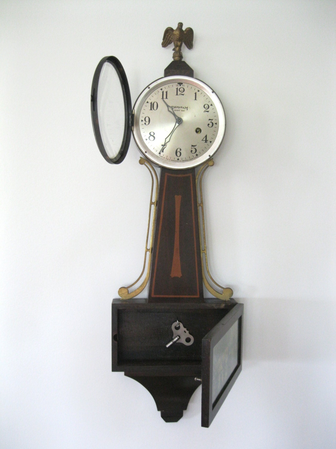 Vintage Ingraham Company Banjo Wall Clock 8 Day Wind Up