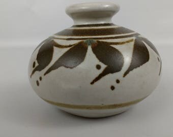 Paskal Pottery Vase Signed Off White Brown Abstract Design Home Decor