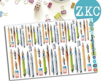 LETTERING Tools Planner Stickers | BUJO Stickers | Small Medium | Calligraphy Lettering Stickers | Fountain Pen | Ink | Journaling | #7001