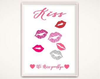 Kiss the Miss Goodbye - Hen Party Gift, Miss To Mrs, Bachelorette Party Gift For Bride, Bridal Shower Guest Book, Bridal Shower PRINTABLE