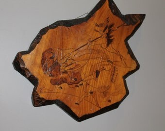 Large Wood Slice, Wood Burn Art, Native American Art, Original Rustic Wall Art, Log Cabin Decor, Wood Wall Hanging, Wood Wall Art, Wood Slab