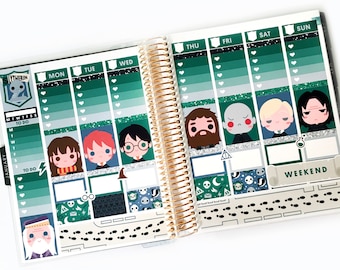 Magical Wizards Planner Stickers Weekly Kit (Slytherin) - For use with Erin Condren Vertical Lifeplanner
