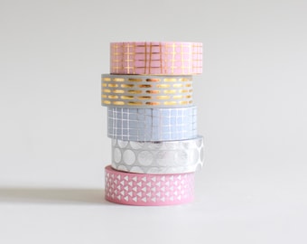 Metallic Washi tape, gold masking tape, confetti washi tape, silver masking tape