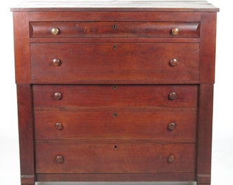 Antique chest of drawers dresser graduated American primitive distressed 19th c wooden