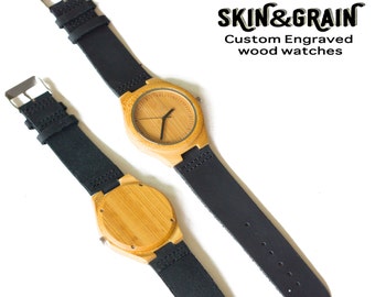 Wooden Watch, Personalized Mens Watch, Mens Engraved Watch for Him, Boyfriend Gift, 5th Anniversary Gift, Husband Gift, Watches for Men