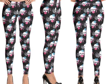 skull leggings, fitness leggings, yoga leggings