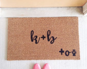 Custom Door Mat, Dog Door Mat, You Me Dog Door Mat, Paw Print Door Mat, Funny Door Mat, House Warming Gift, Custom Initial Mat, Cat Door Mat